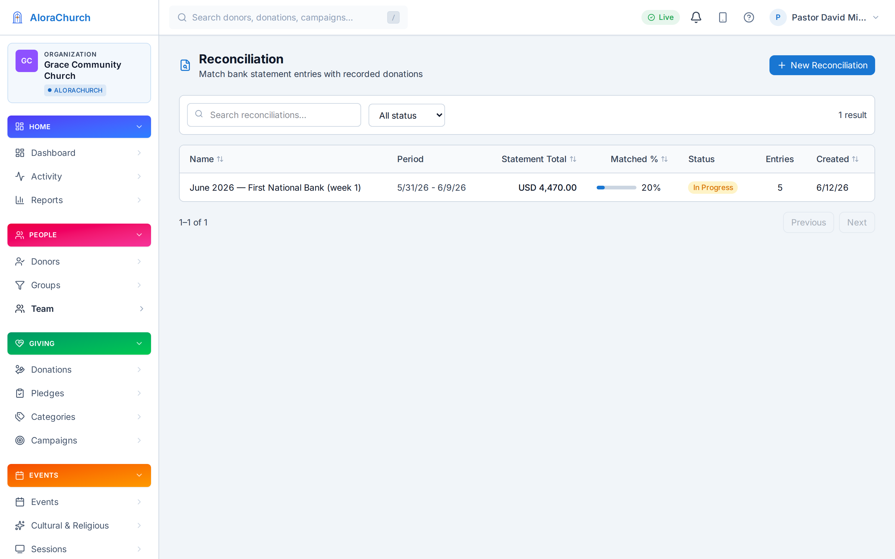 Bank-statement reconciliation