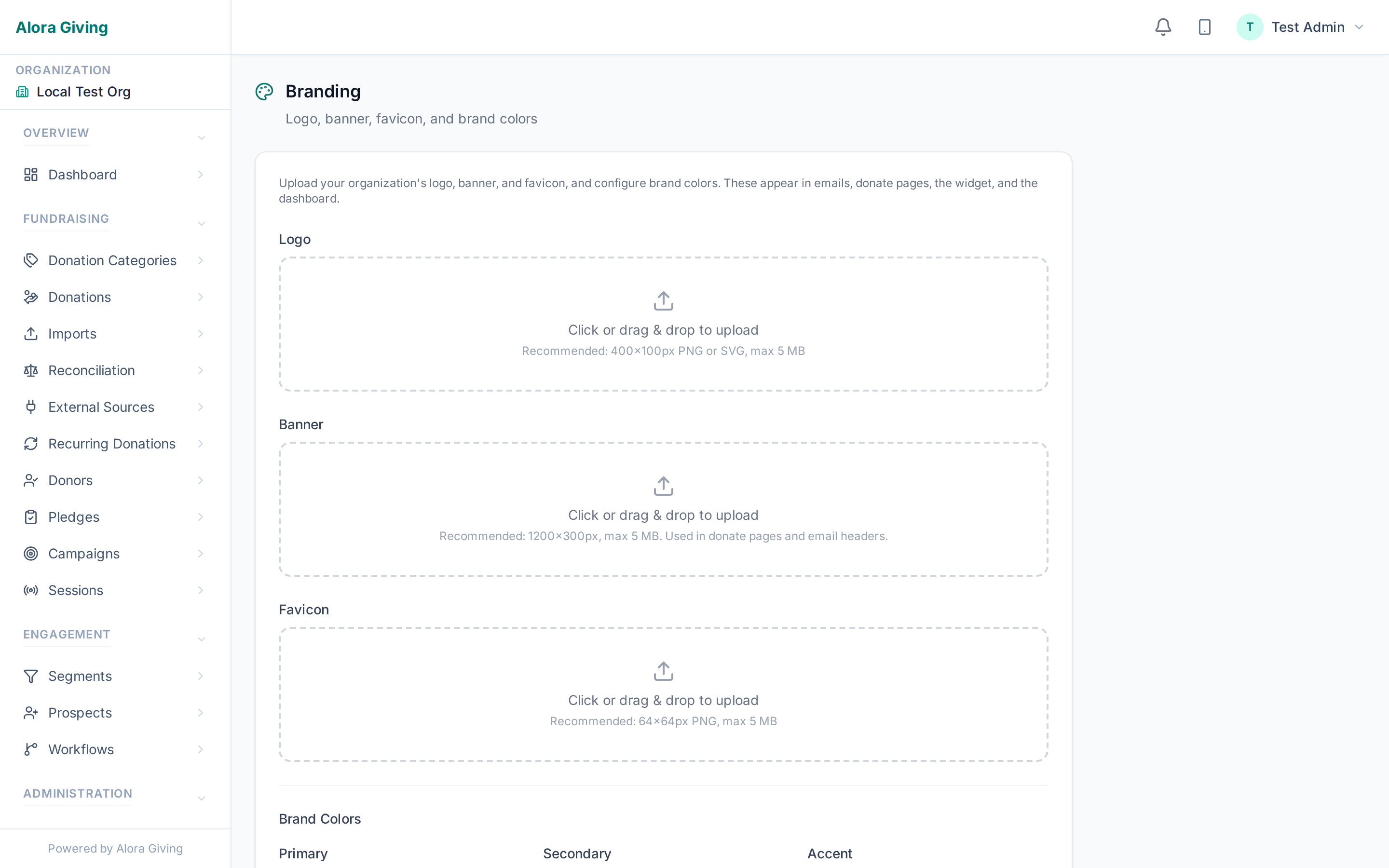 Church branding settings